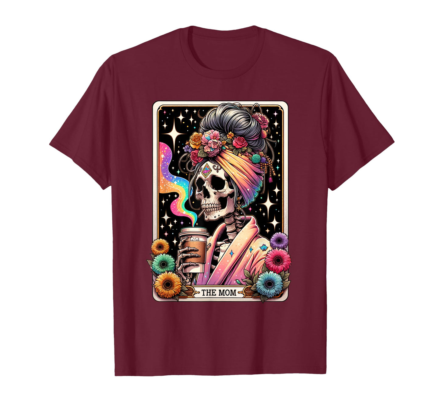 The Mom Funny Tarot Card Women Messy Bun Coffee Mommy Mama T-Shirt