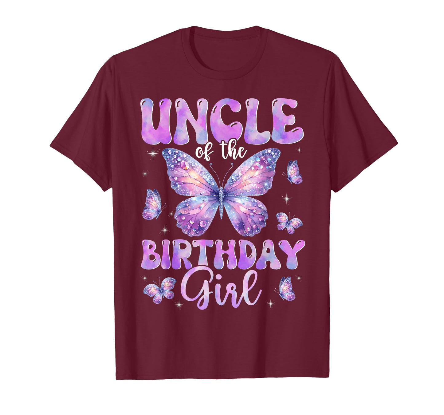 Uncle Of The Birthday Girl Butterfly Family Matching T-Shirt