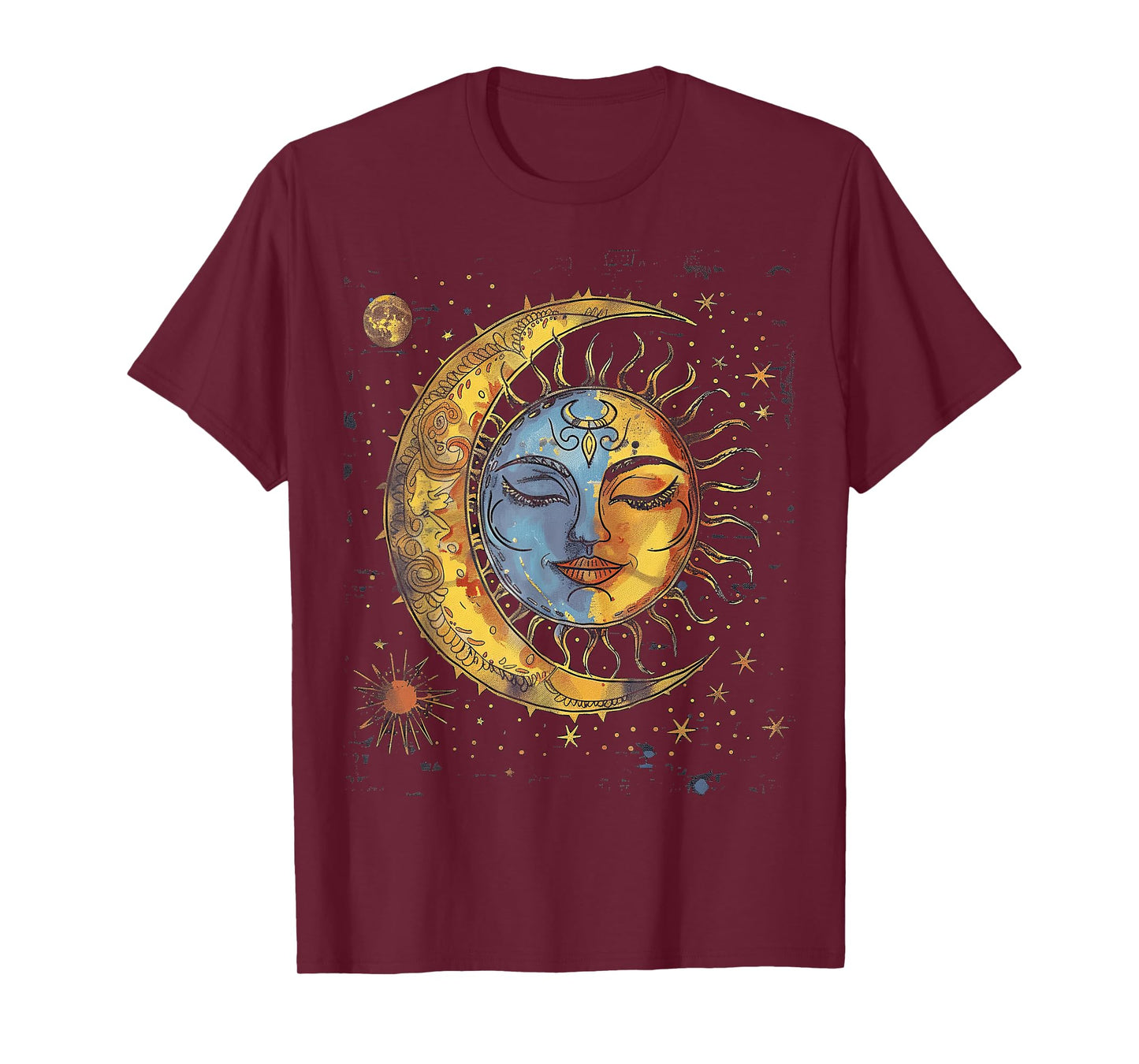 mystic sun and moon woman mystical flowers aesthetic T-Shirt