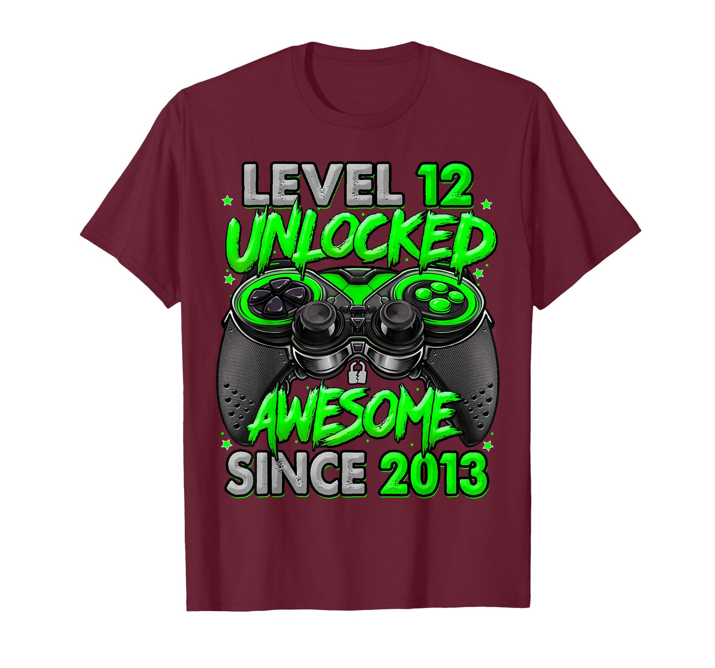 Level 12 Unlocked Awesome Since 2013 12th Birthday Gaming T-Shirt