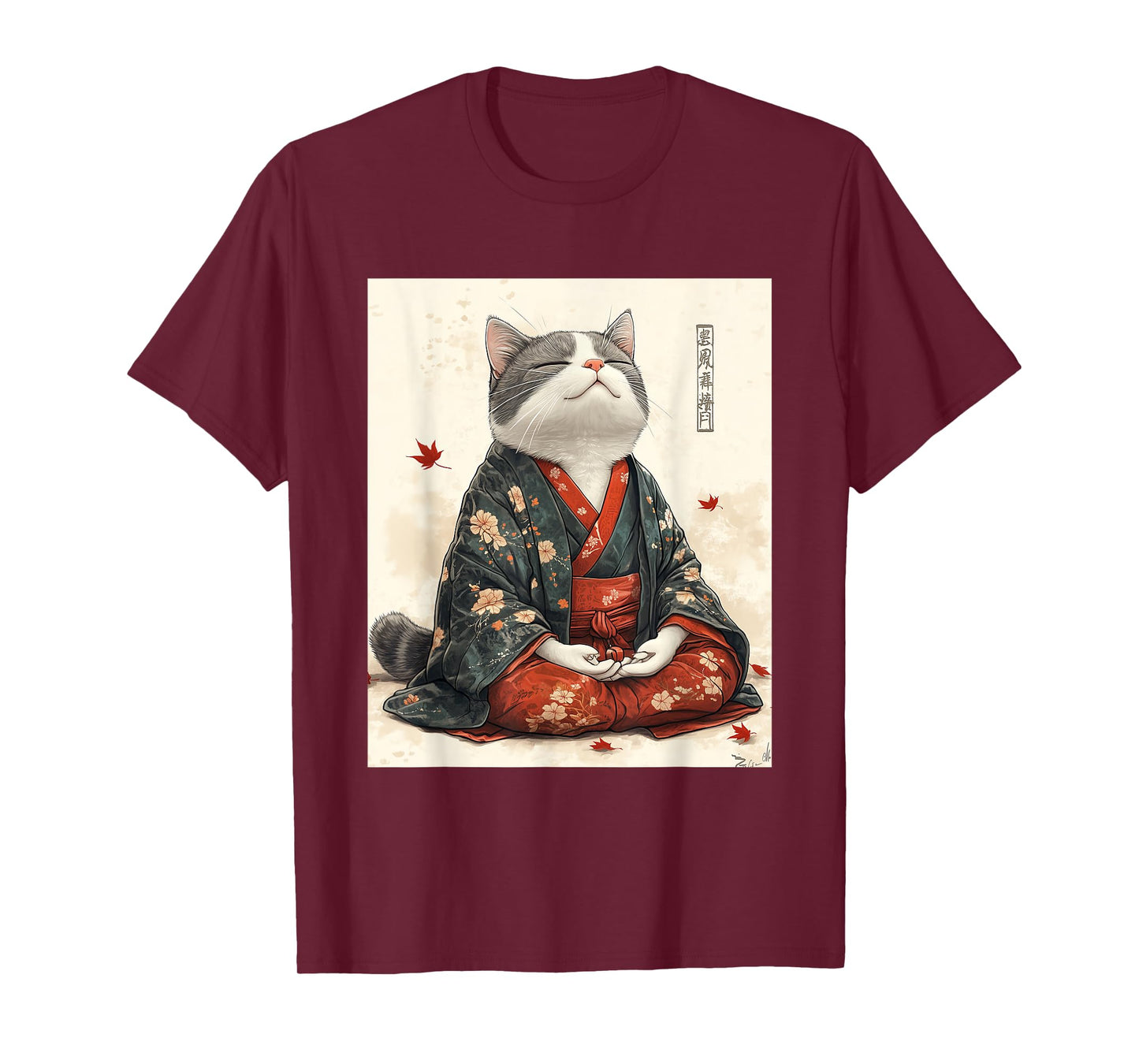 Zen Cat T-Shirt - Meditating Japanese Art Style Graphic Tee Men Women Kids T-Shirt