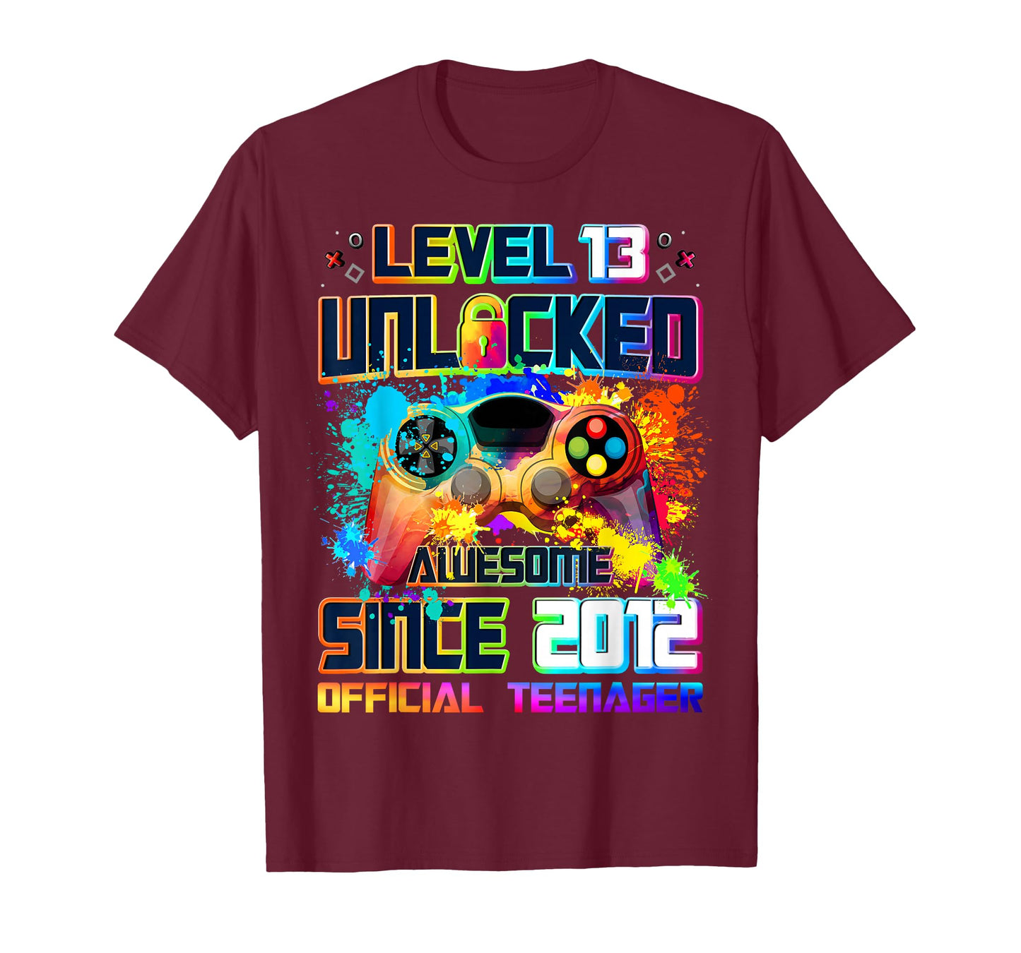 Level 13 Unlocked Awesome Since 2012 13th Birthday Gaming T-Shirt