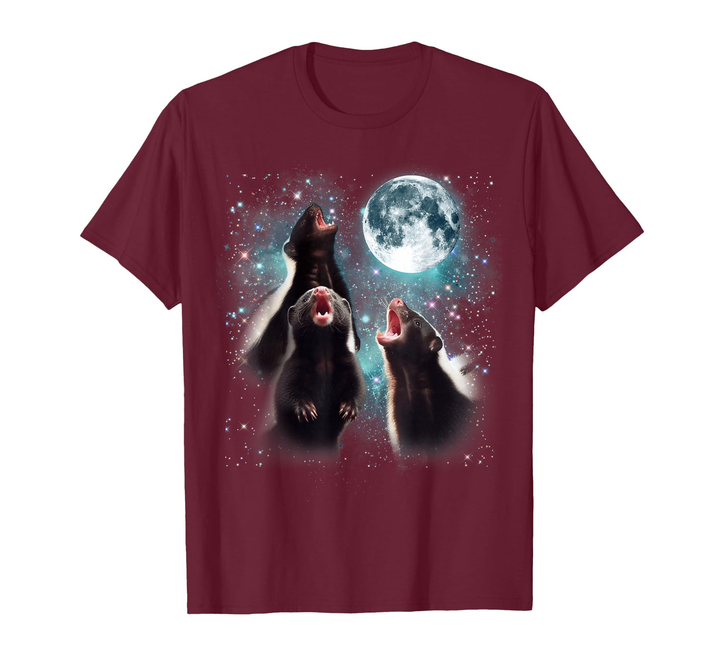 3 Skunk Moon Howling Skunk Head Funny For Men, Women, Kid T-Shirt