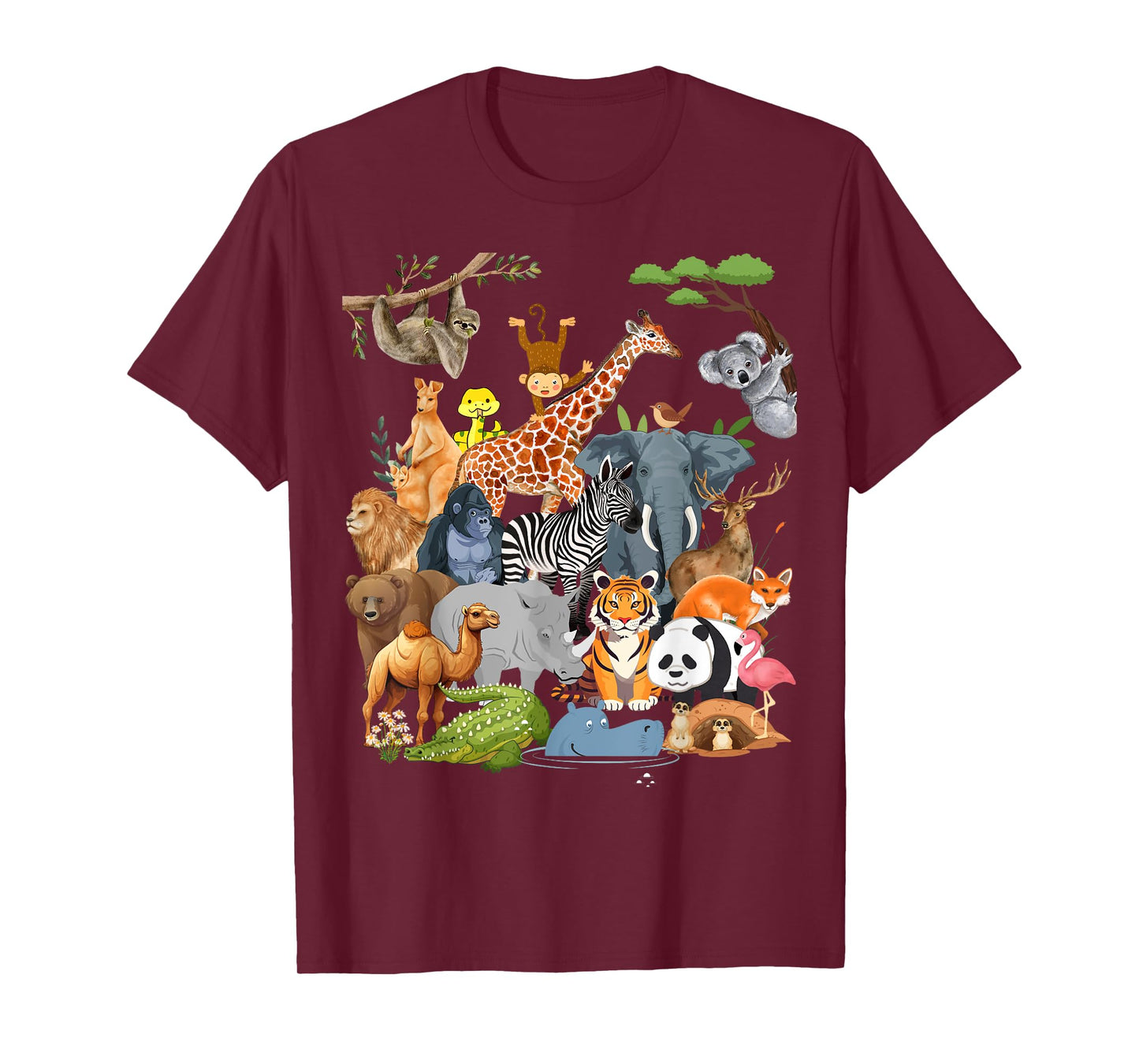 Men Women and Kids Wildlife Zoo Day Party Cute 22 Animals T-Shirt