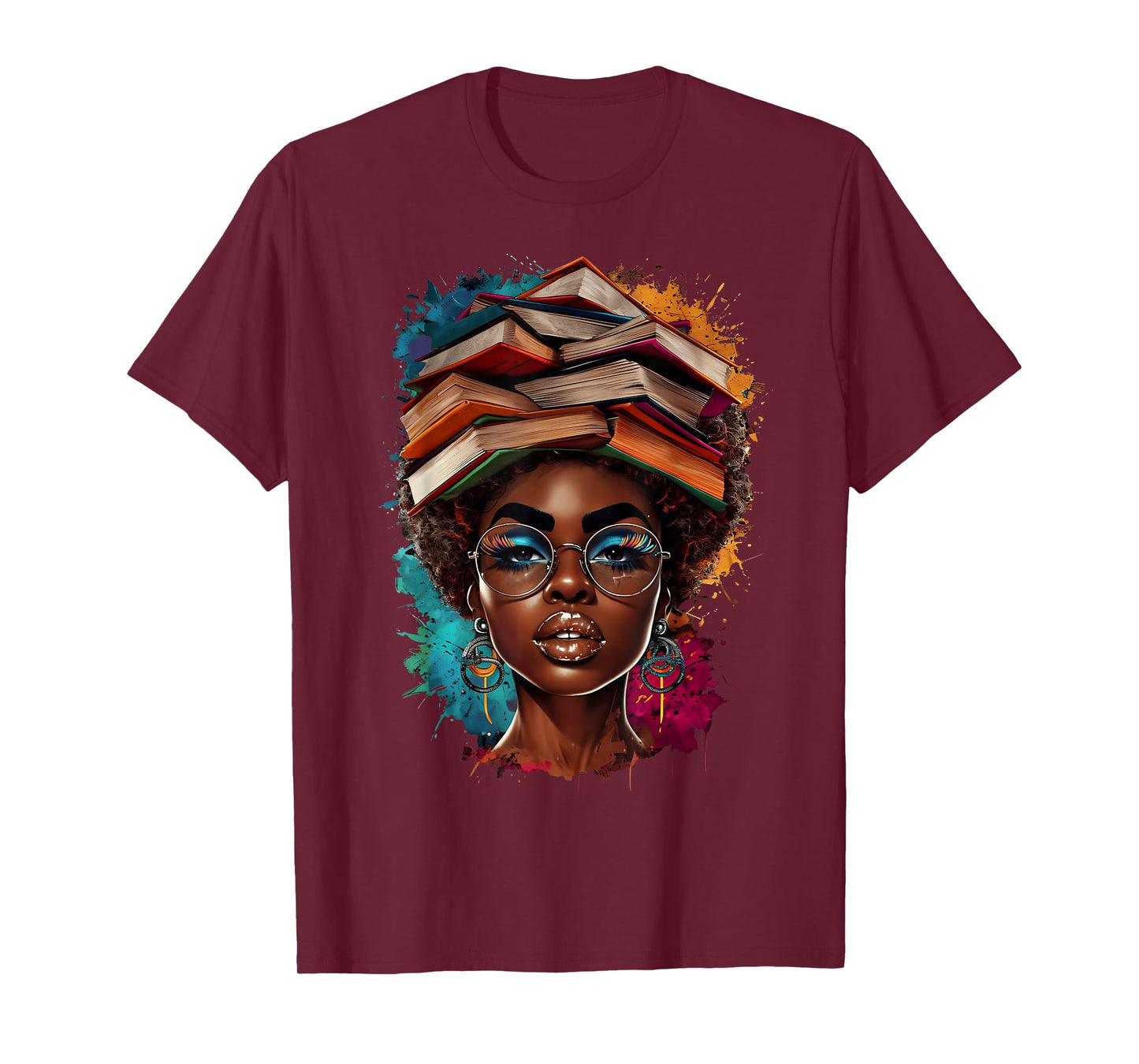 Melanin Black Girl Afro Book Lover Librarian Teacher Student T-Shirt