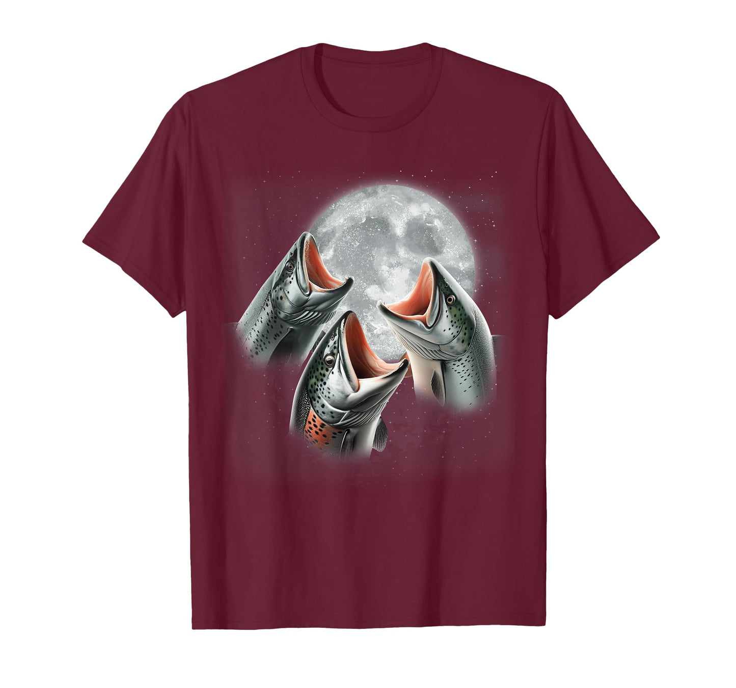 3 Salmon Fish Howling At The Moon Funny Salmon Fishing Lover T-Shirt