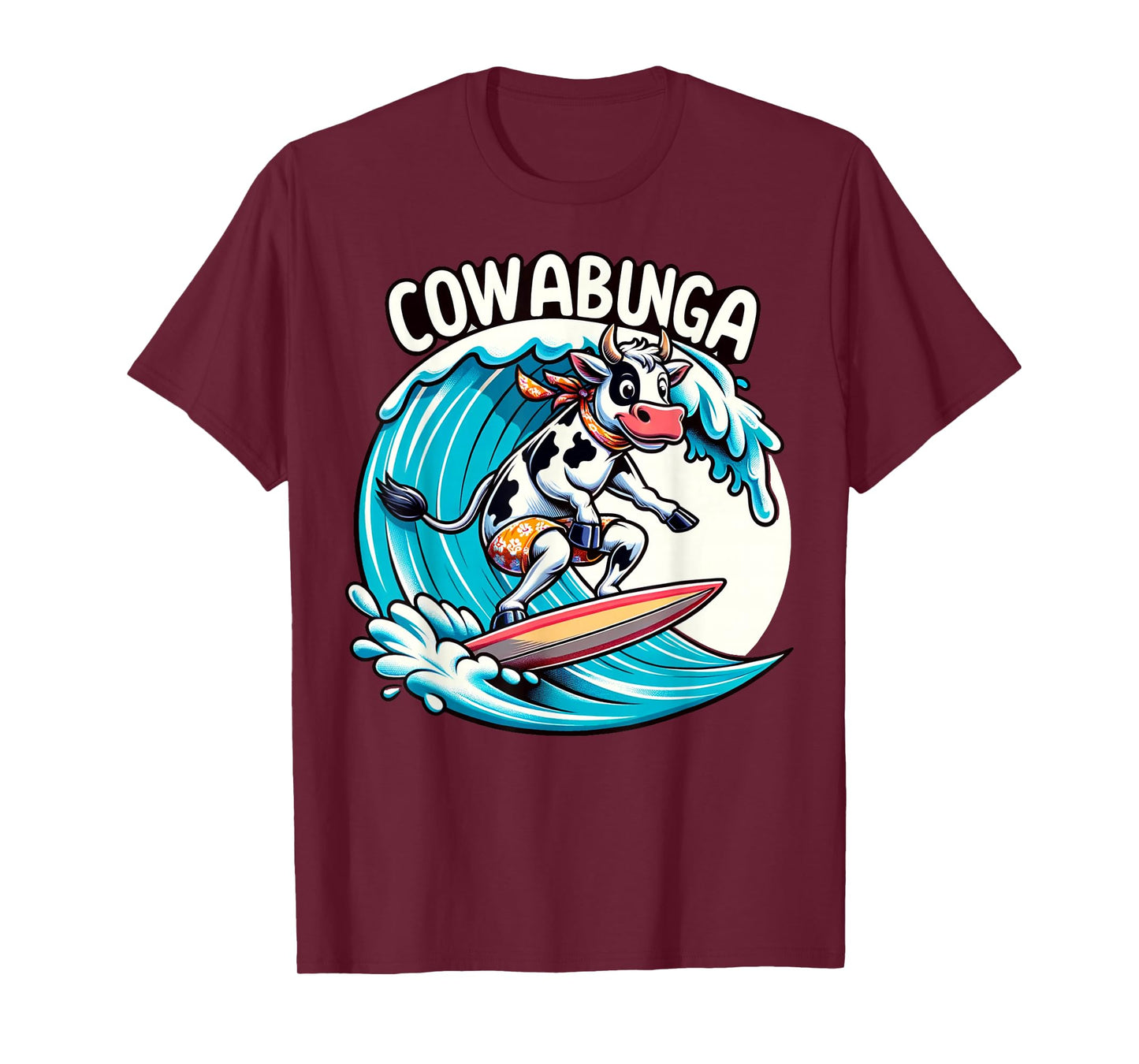 Cowabunga Beach Surfing Cow Surfingboard Surfboard T-Shirt