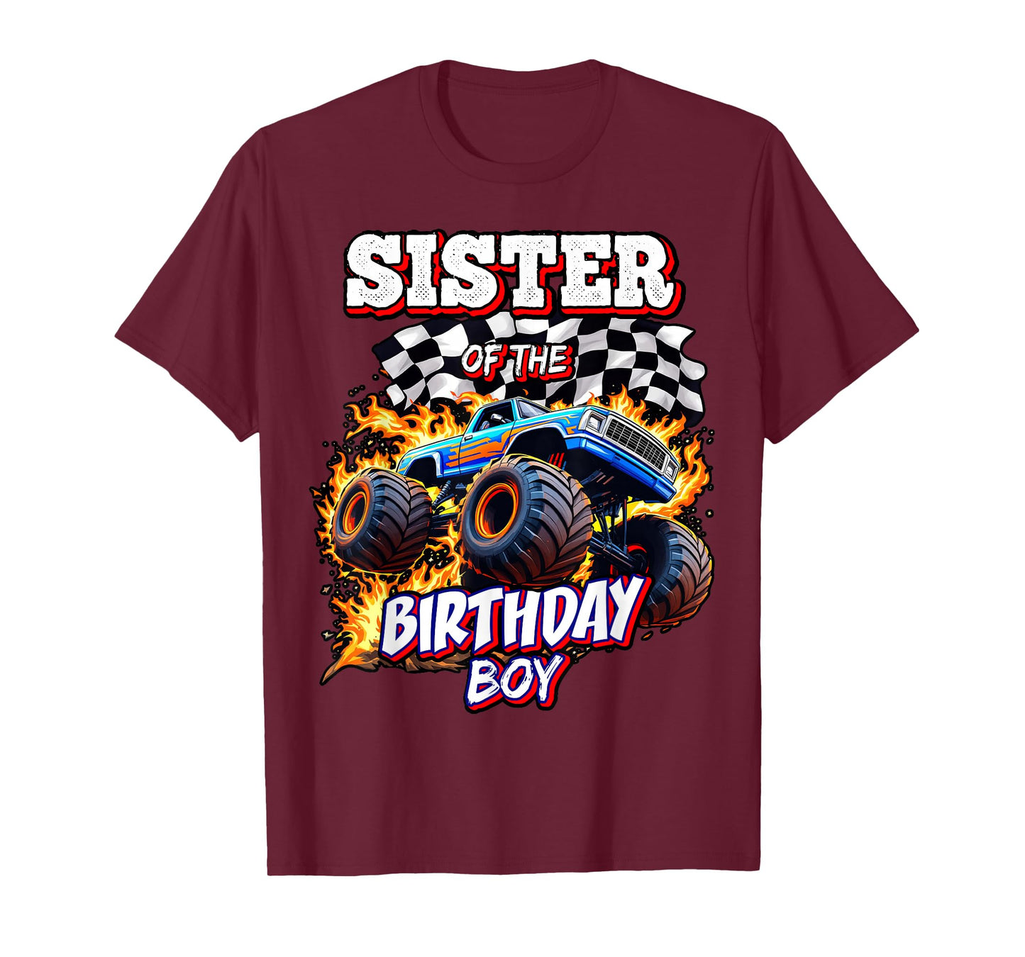 Sister of the Birthday Boy Monster Truck Birthday Party T-Shirt
