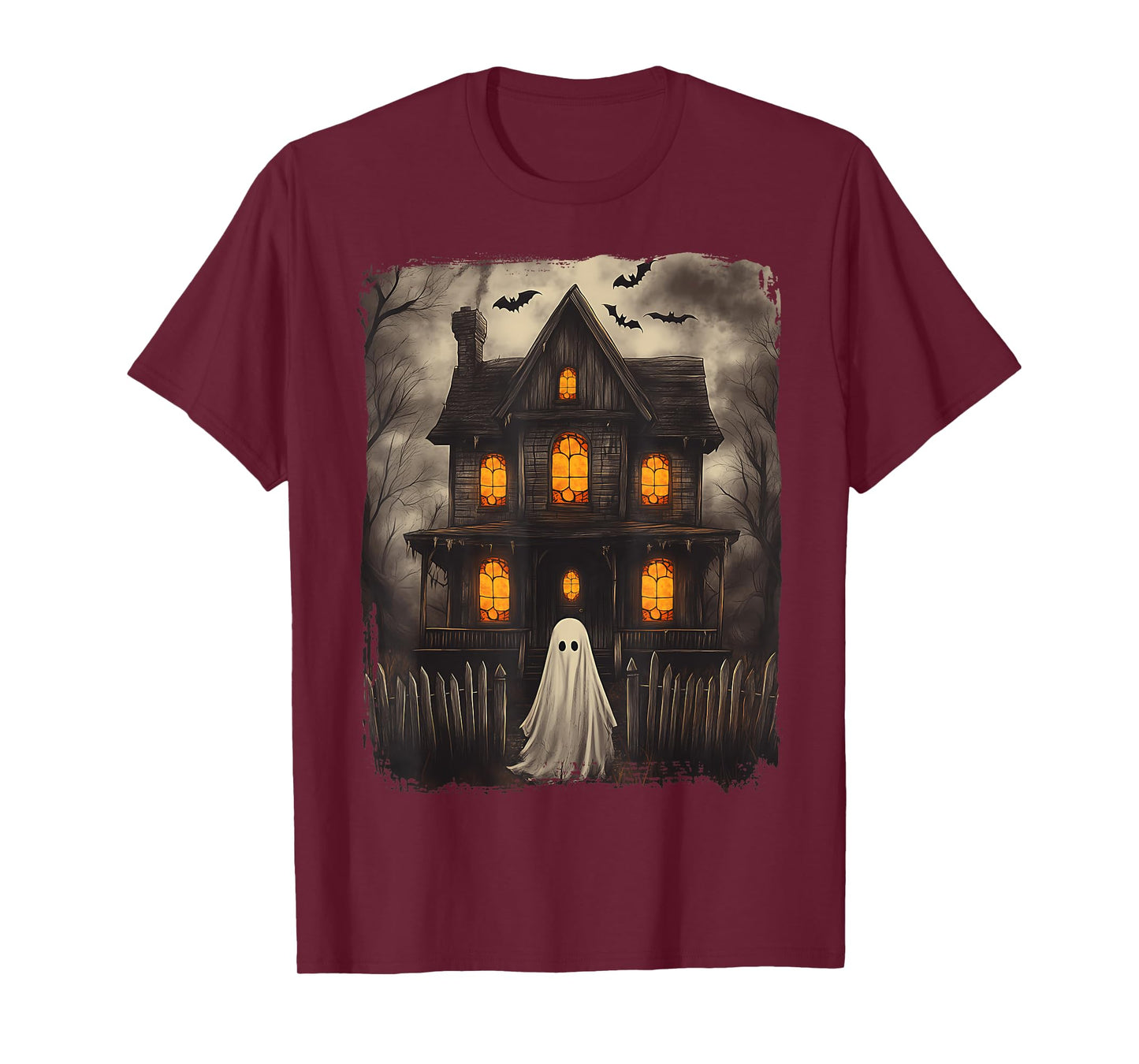 Vintage Ghost Haunted House Scary Halloween Costume Spooky T-Shirt