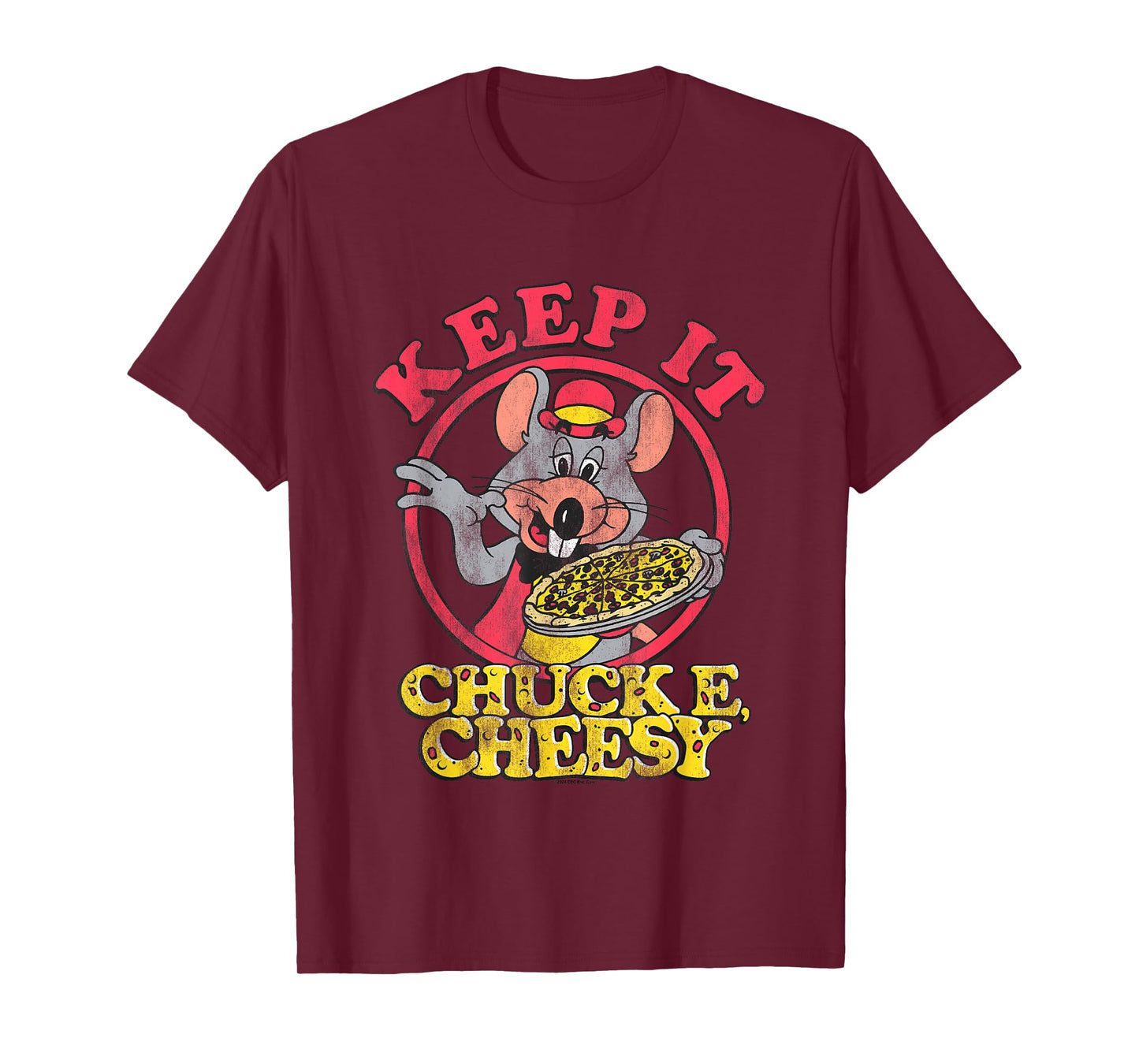 Chuck E. Cheese Keep It Cheesy Distressed Big Chest Logo T-Shirt