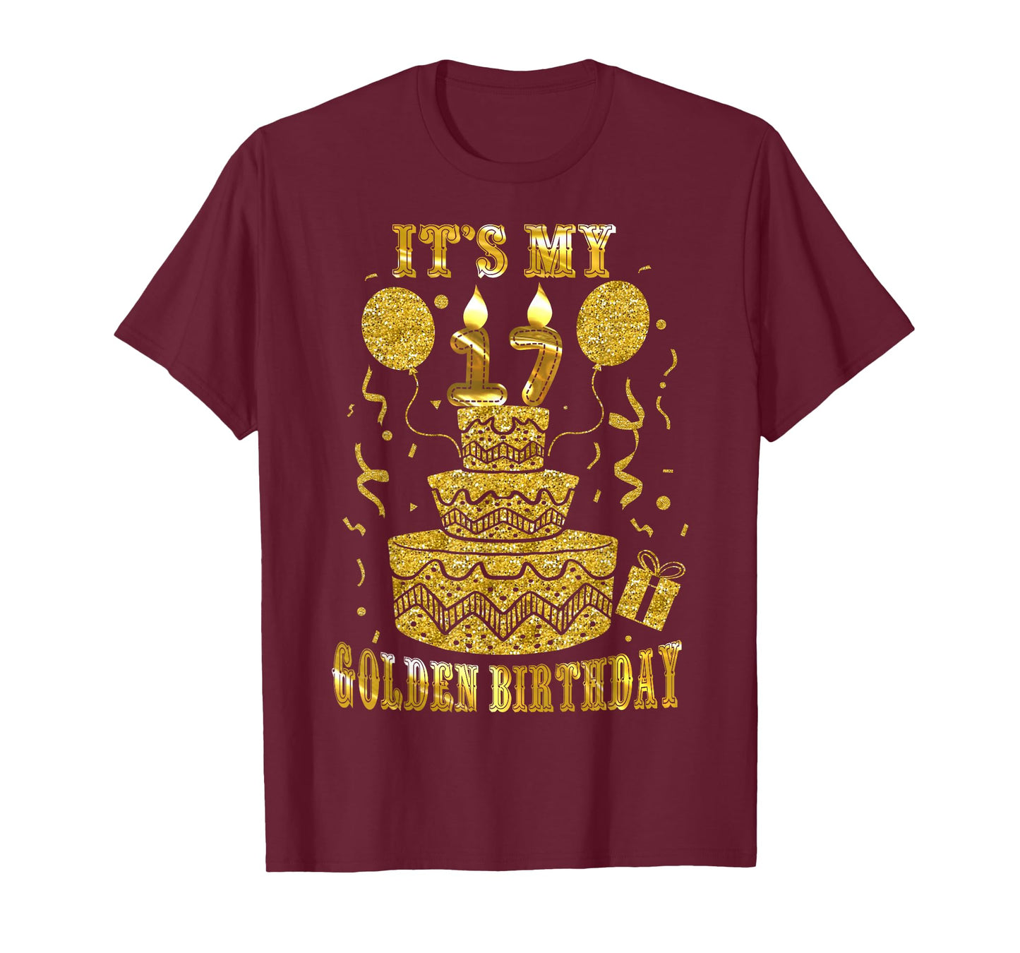 It's My 17 Golden Birthday Happy 17 Years Old Teen Boy Girl T-Shirt