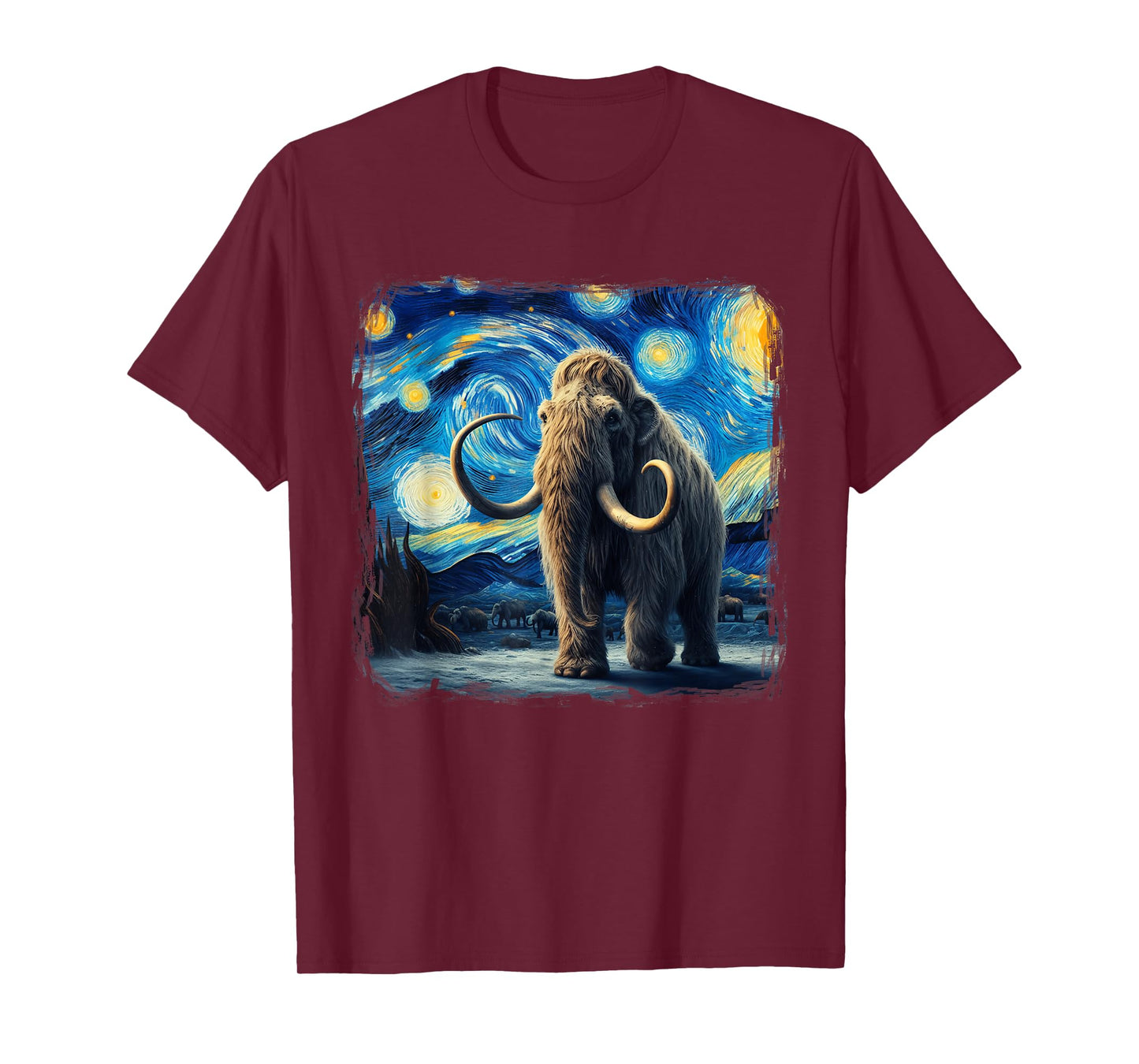 Woolly Mammoth Starry Night Funny Woolly Mammoth T-Shirt