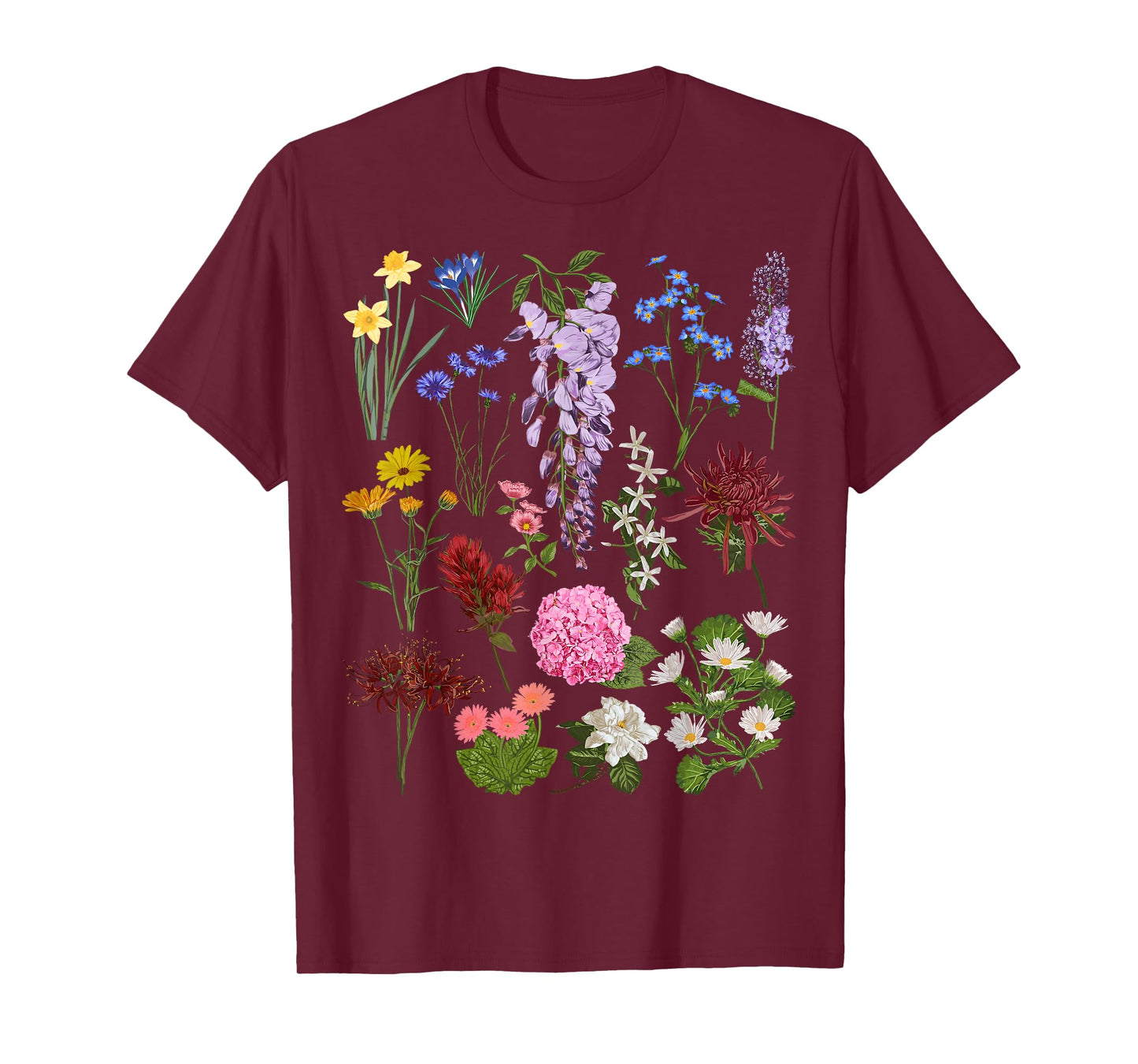 Vintage Flower Botanical Illustration Chart Plant T-Shirt