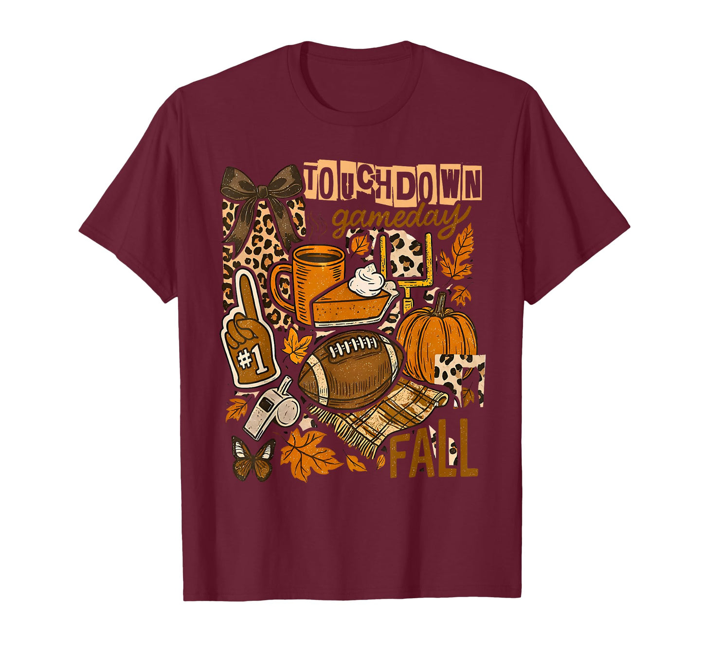 Touchdown Football Game Day Pumpkin Thanksgiving Autumn Fall T-Shirt