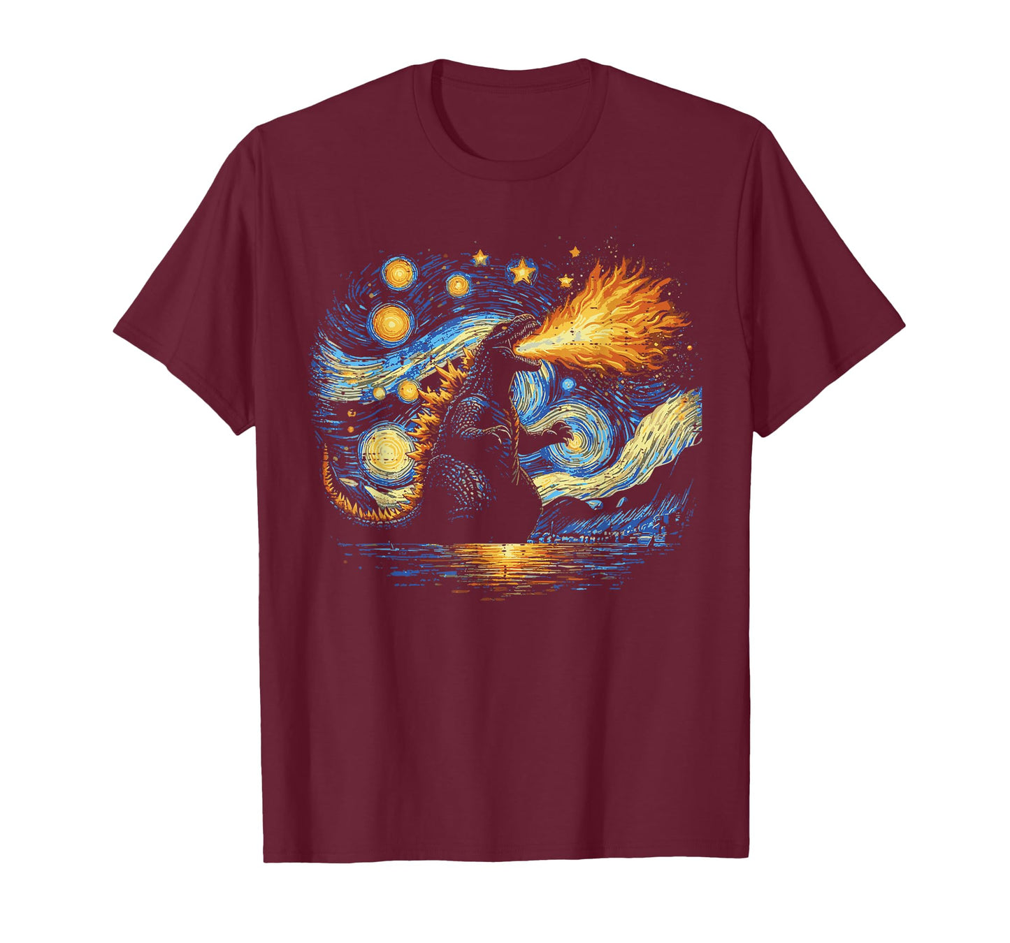 Japanese Starry Night Kaiju Funny Art Men Women Kids T-Shirt
