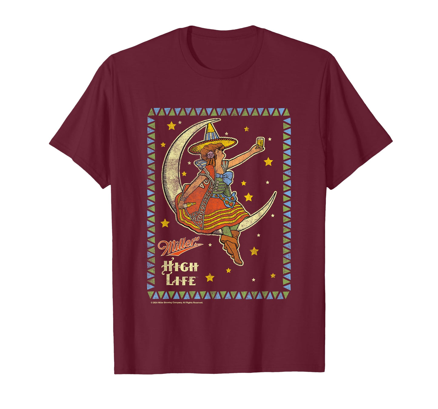 Miller High Life Girl On The Moon Vintage Stamp T-Shirt