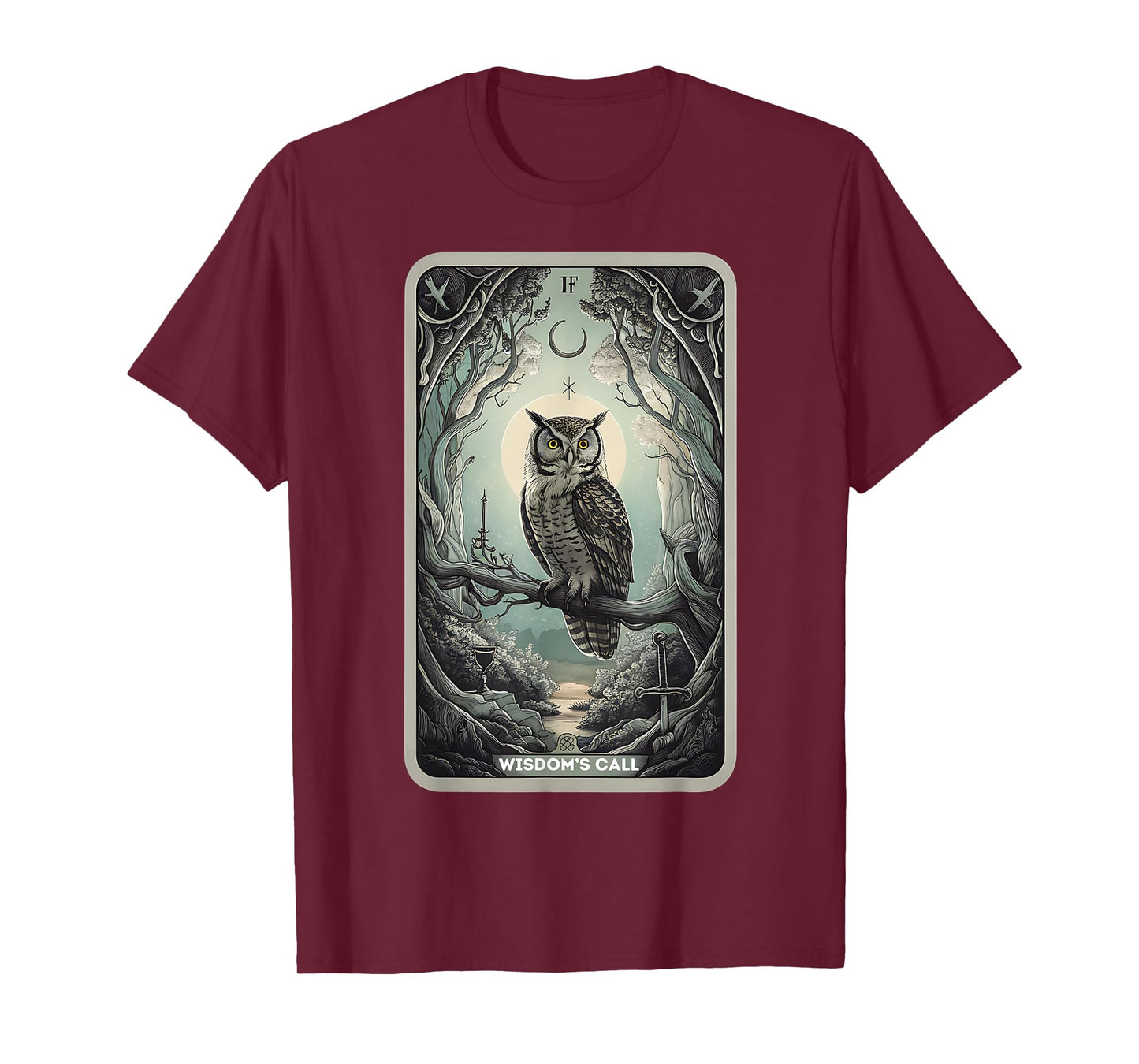 Tarot Card "Wisdom Call" Owls Lover Mystical Owl Tarot Card T-Shirt