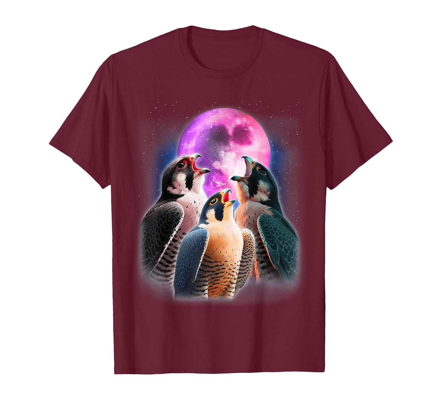 3 Peregrine Falcon Howling At The Moon Funny Hawk Bird Lover T-Shirt