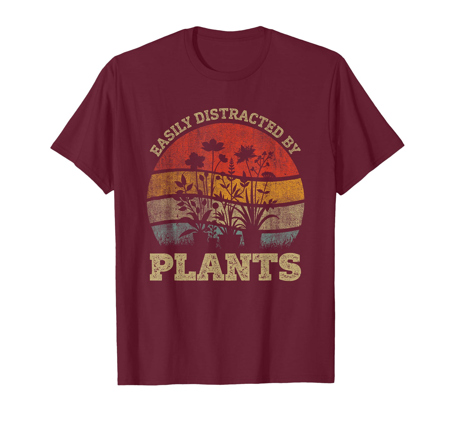 Retro Vintage Easily Distracted By Plants For Plants Lover T-Shirt