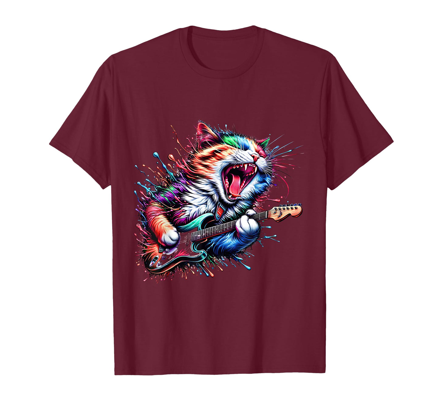 Kitty Cat Playing Guitar Rock Cat Heavy Metal Cat Music Cat T-Shirt
