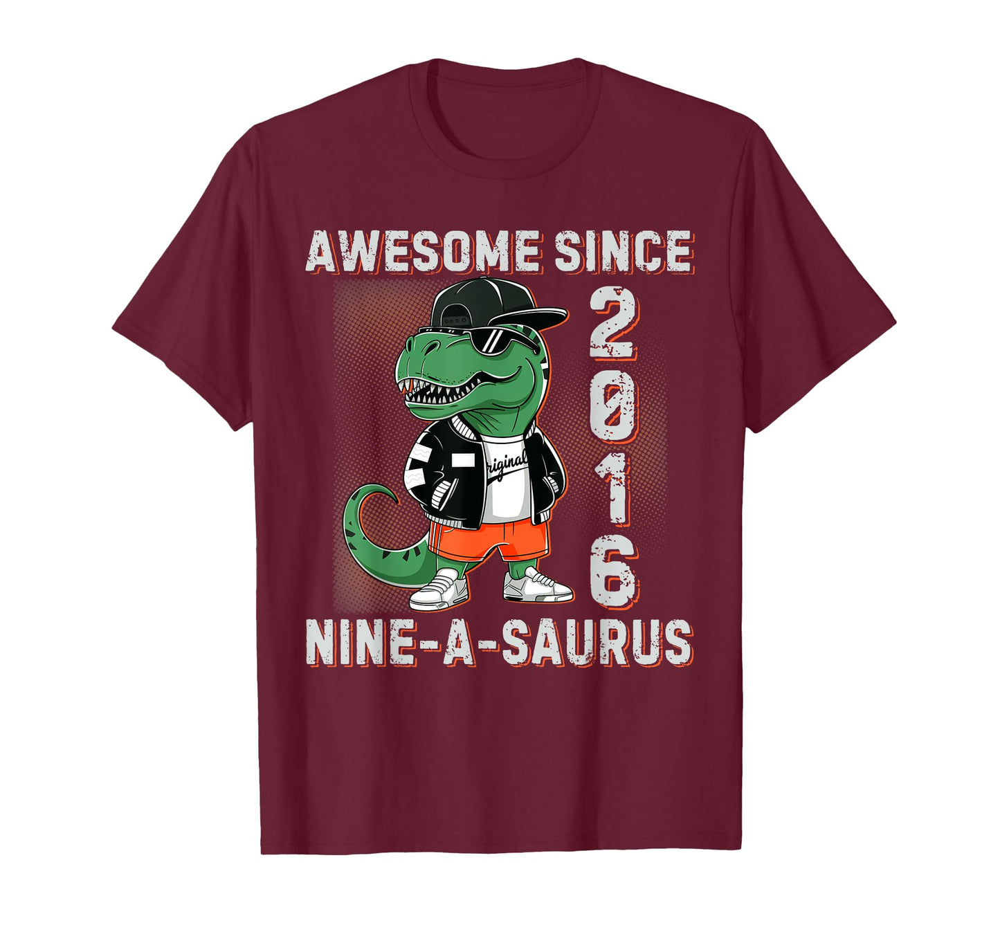Dinosaur 9th Birthday 9 Year Old Trex A Saurus Boy Girl Kids T-Shirt