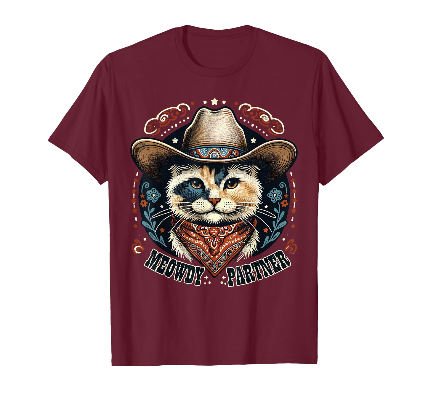 Meowdy Partner Cat Cowboy Hat Howdy Funny Country Western T-Shirt