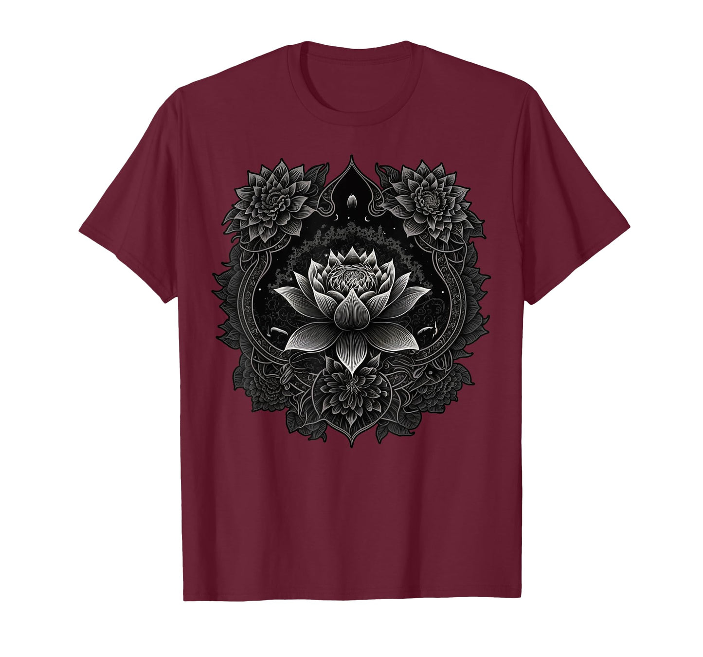 Spiritual Zen Lotus Flower on Mandala Lotus Flower T-Shirt