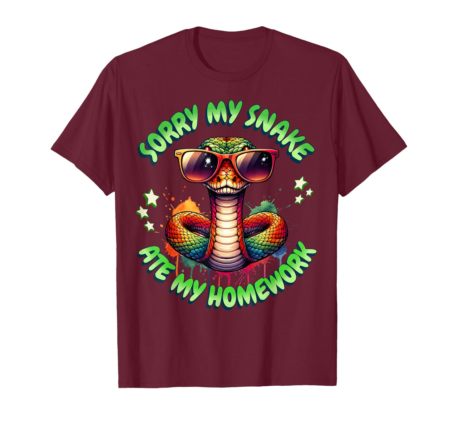 Snake Pun Sorry My Snake Ate My Homework Animal Humor Kids T-Shirt