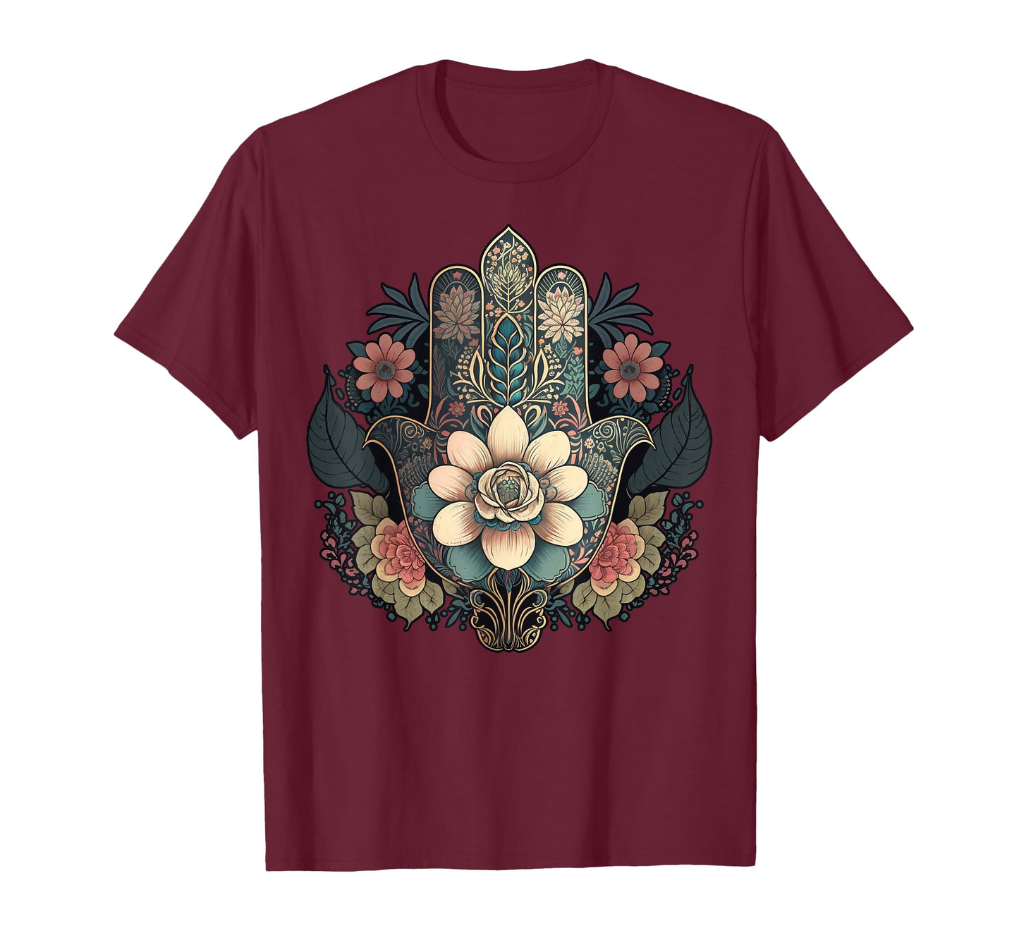 Khamsah or flower Hand of Fatima on floral Hamsa Hand T-Shirt