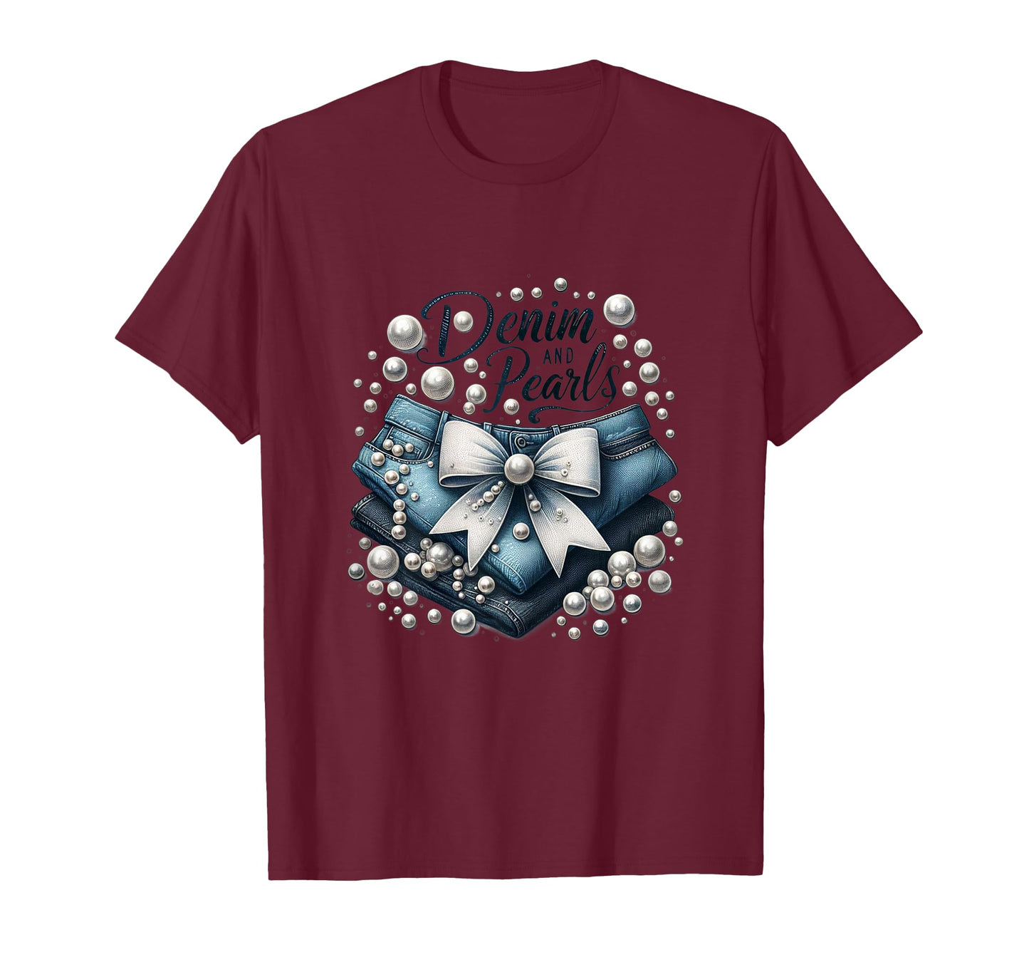 Pearls & Denim 2025 Outfit for Stylish Women T-Shirt