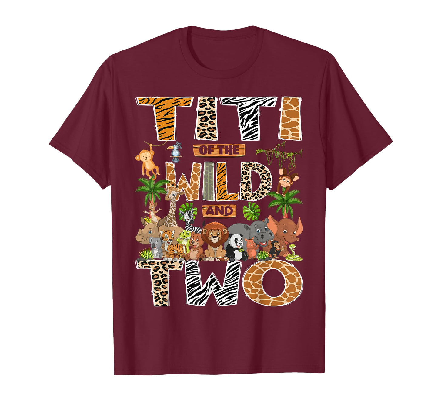 Titi Of The Wild & Two 2Nd Birthday Boy Safari Jungle T-Shirt