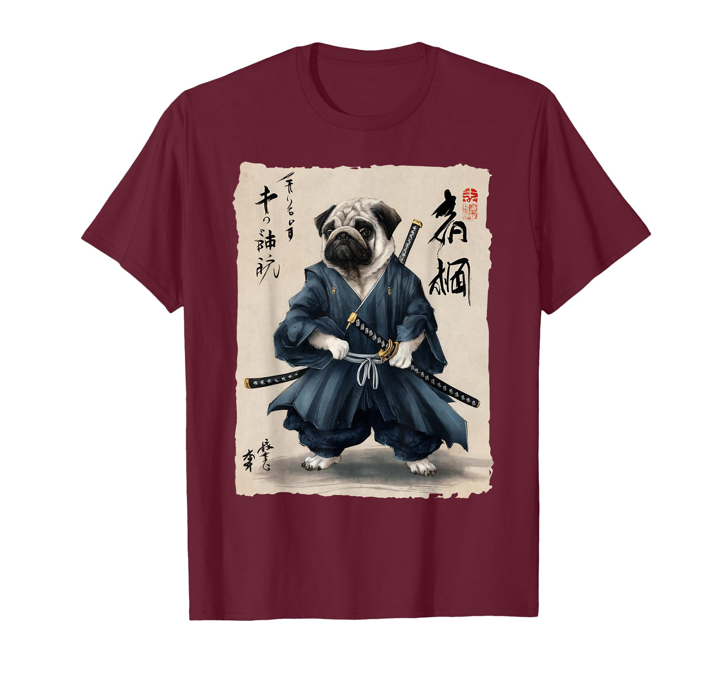 Samurai Pug Japanese Anime Dog Pug Lover Funny For Men Women T-Shirt