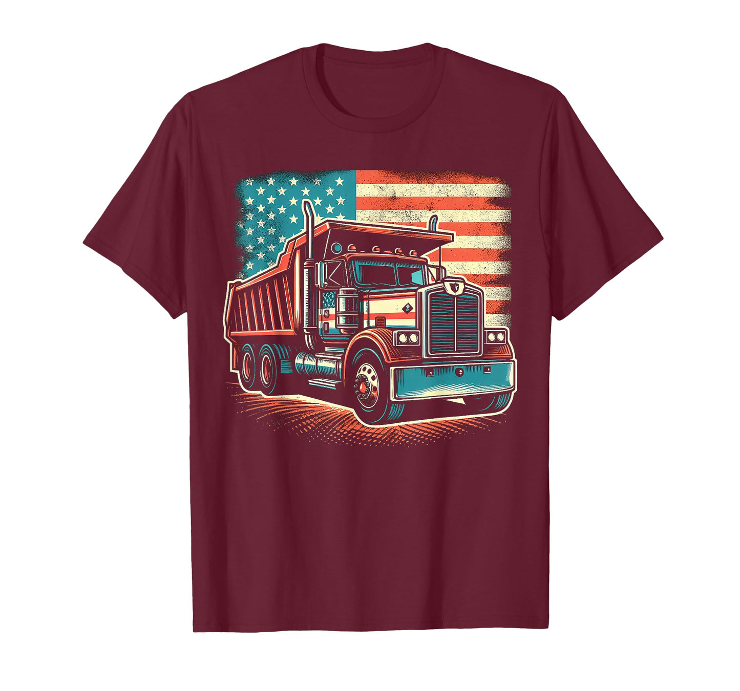 Dump Truck Driver American Flag Trucker Vintage Men Women T-Shirt