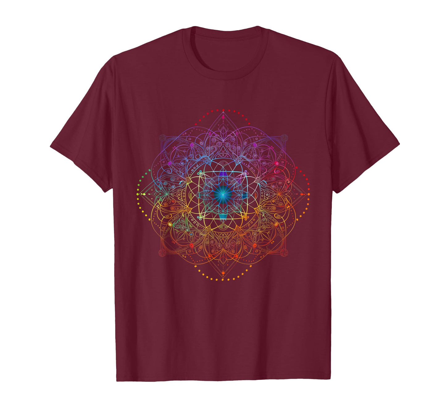 Sacred Geometry Metatron Cube Colorful Spiritual Yoga T-Shirt