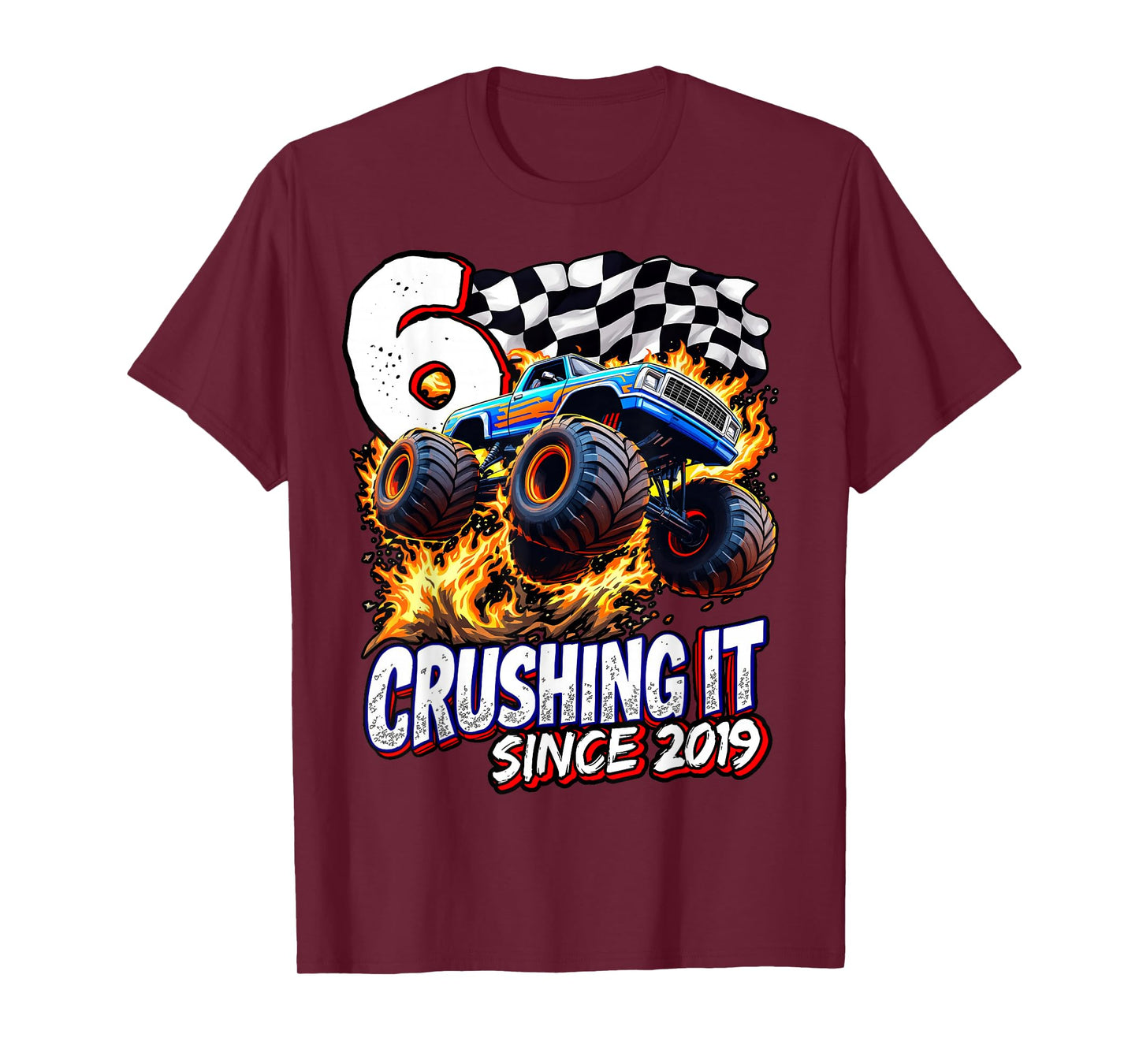 Birthday Monster Truck 6 year Old Boys 6th Party Born 2019 T-Shirt