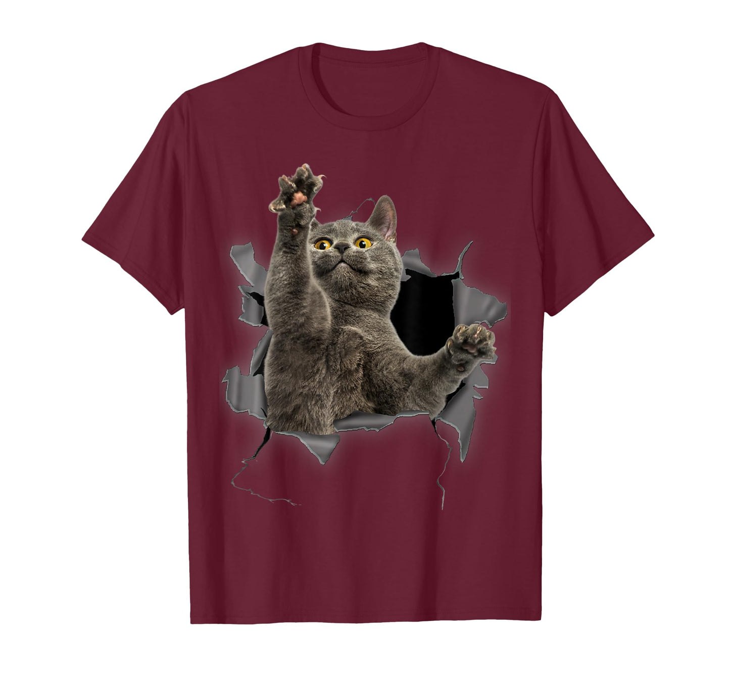 Grey Cat Torn Cloth Funny Gifts Cat Dad, Cat Mom, Cat Lover T-Shirt
