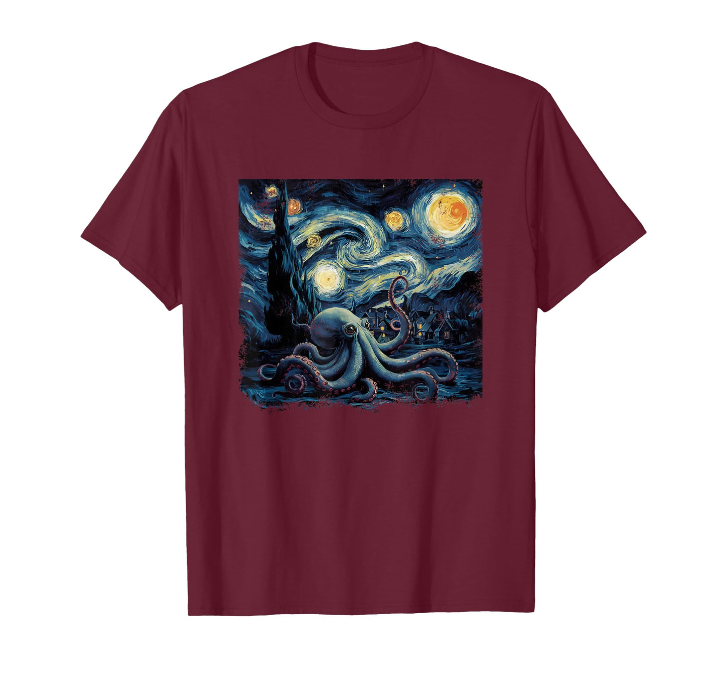 Starry Night Van Gogh Painting Octopus Lover T-Shirt
