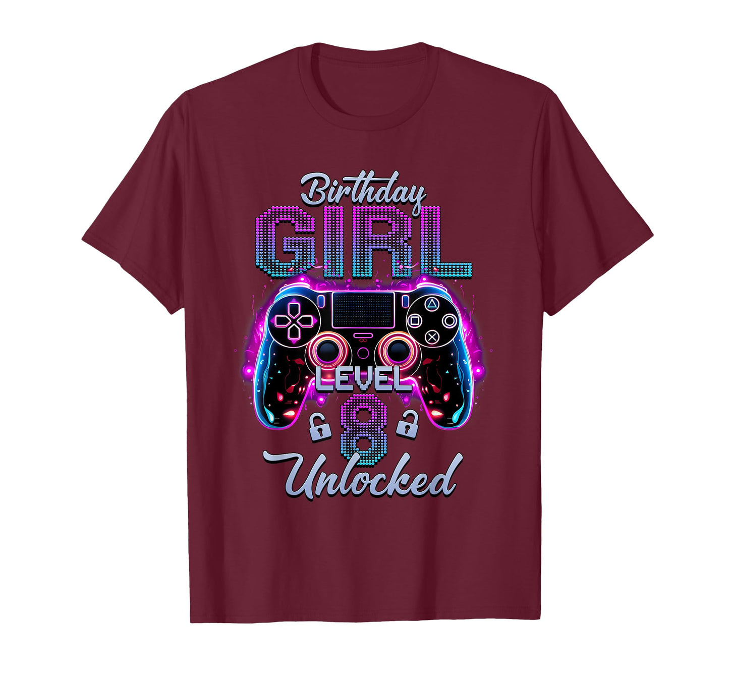 Gamer Girl Level 8 Unlocked Video Gaming 8th Birthday Gifts T-Shirt