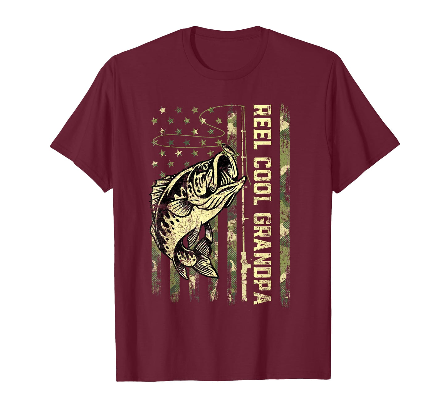 Reel Cool Grandpa Fisherman Camouflage Father's Day T-Shirt