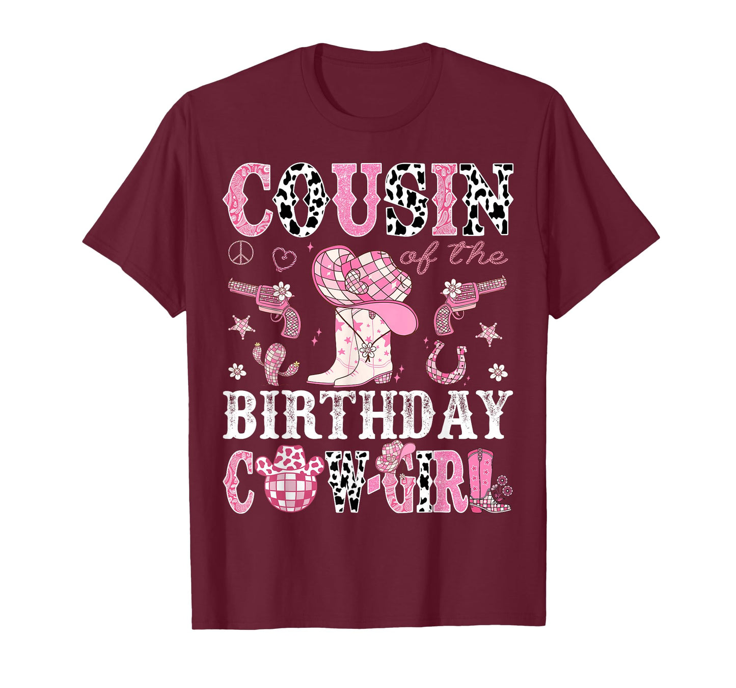 Cousin Of The Birthday Cow-Girl Pink Disco Rodeo Western T-Shirt