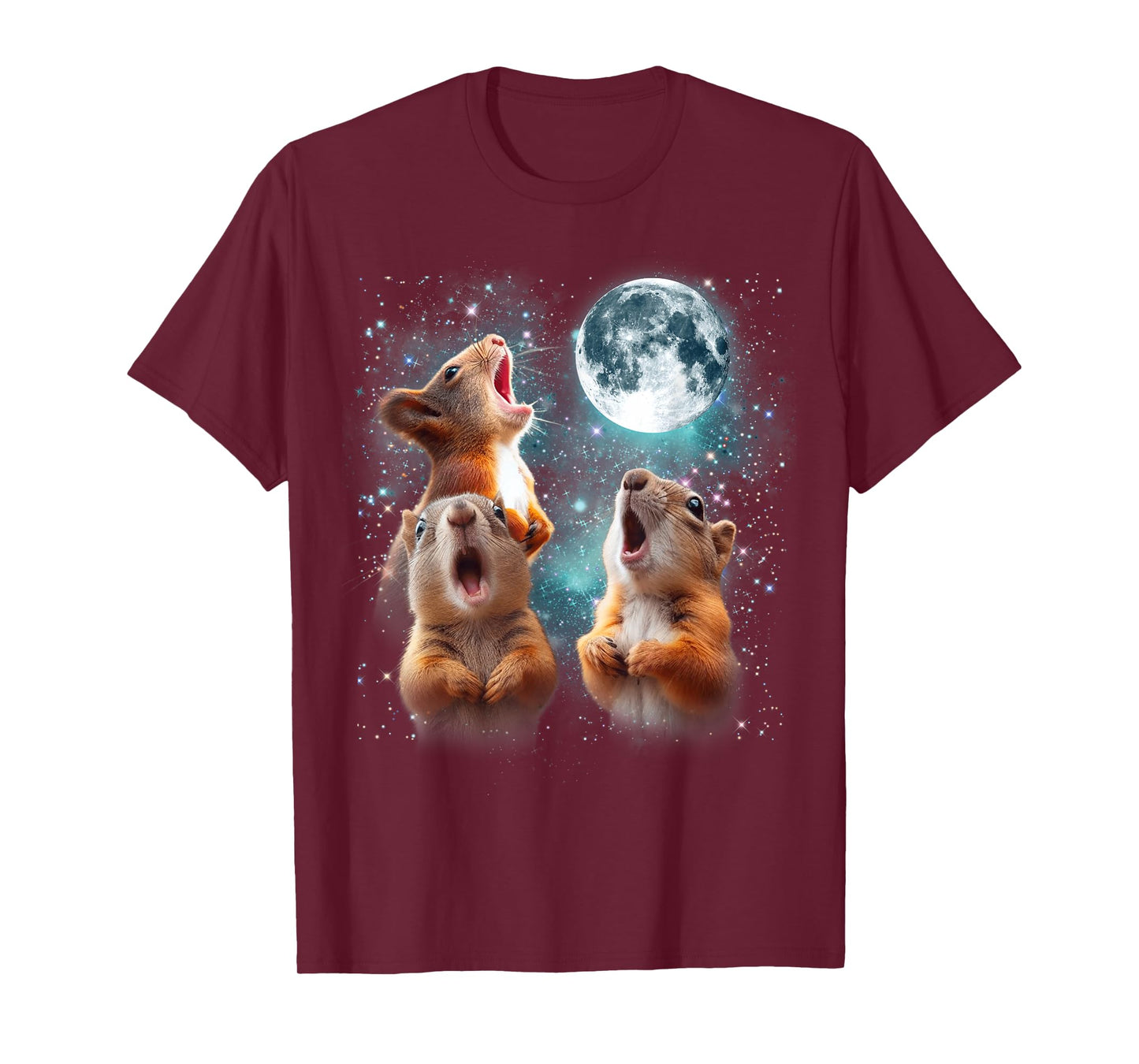 3 Squirrel Moon Howling Squirrel Head Funny For Men Women T-Shirt