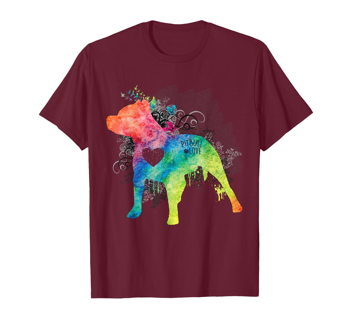 Pitbull Love Watercolor Zen T-Shirt - Pit bull Tee Shirt T-Shirt