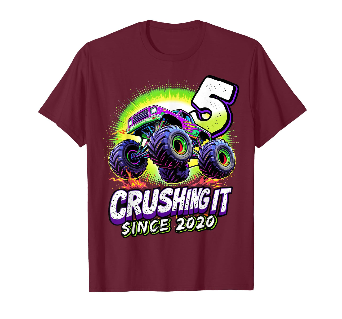 Birthday Monster Truck 5 year Old Boys 5th Party Born 2020 T-Shirt