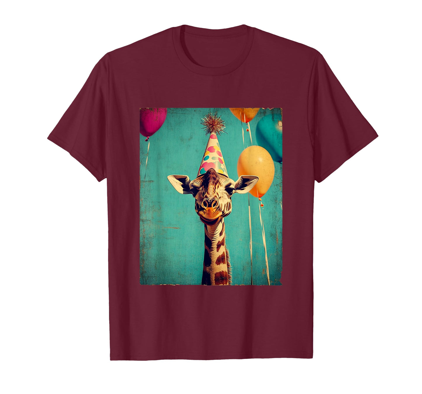 Giraffe Animal Zoo Birthday Party Apparel Unisex-Kids Retro Art Print Giraffe Birthday Party T-Shirt Black Short Sleeve Small