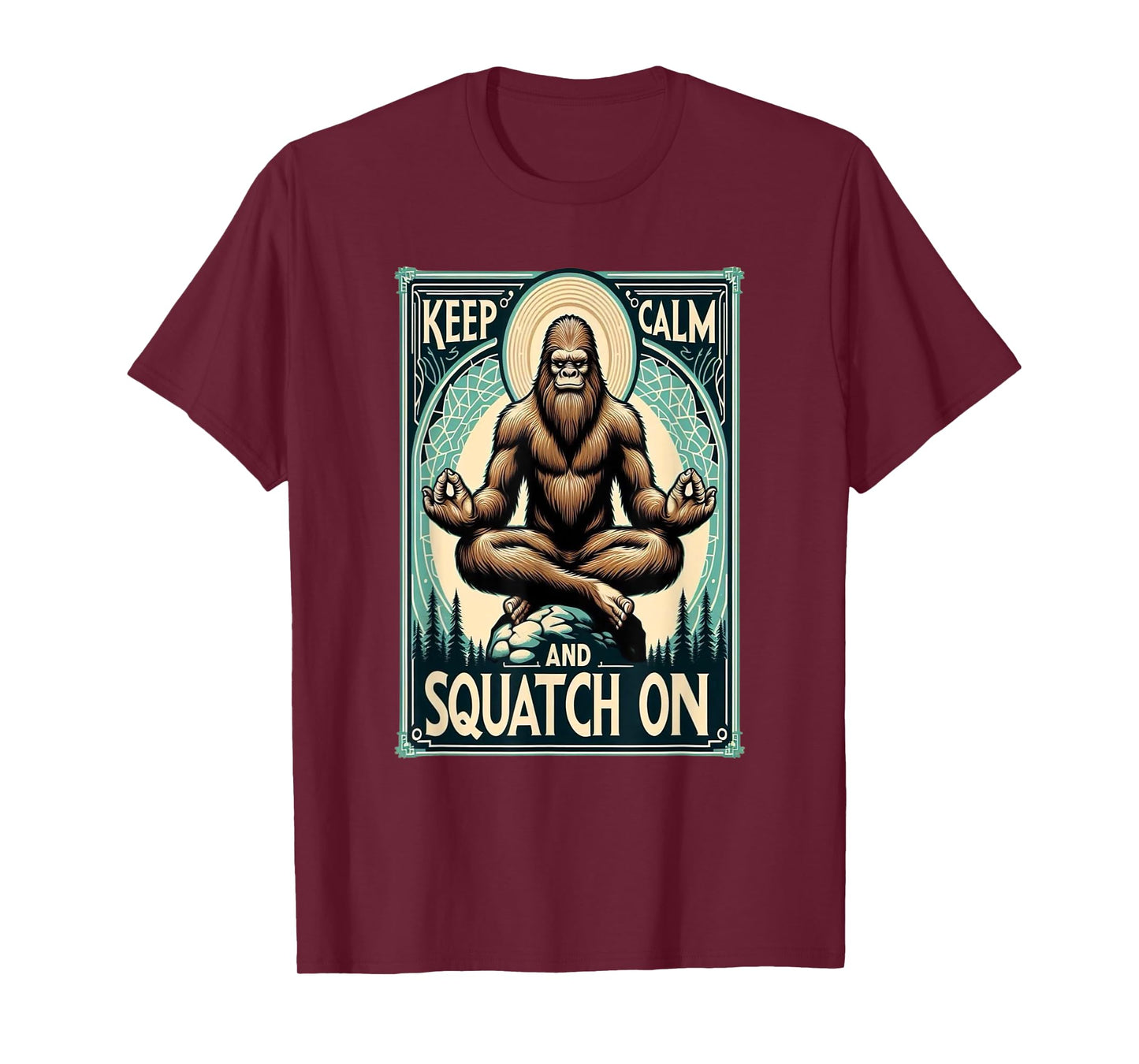 Funny Bigfoot Yoga Pose Meditation Keep Calm And T-Shirt
