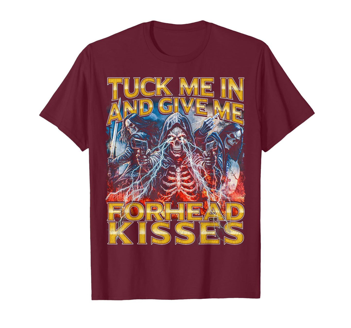 Tuck me in - 80s Horror Bootleg Cool Hard Skeleton Meme T-Shirt
