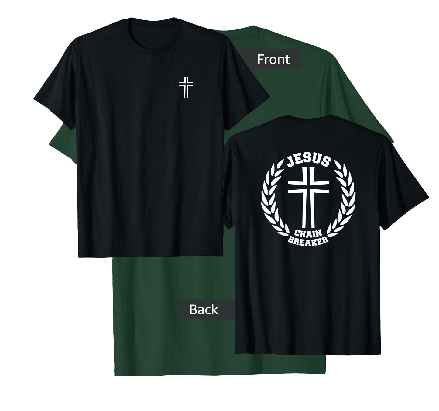 Jesus Theme Christian Clothing - Back Graphic, Logo Front T-Shirt