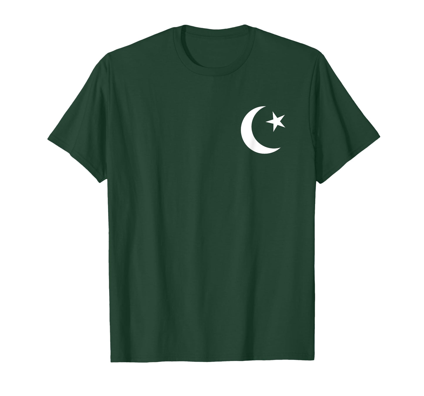 White Symbol of Islam Crescent Moon and Star Minimalist T-Shirt