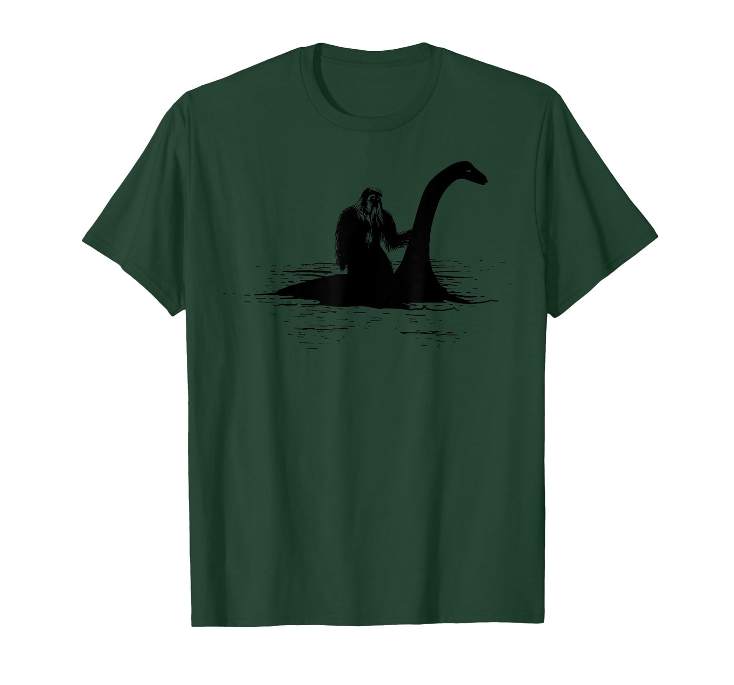 Bigfoot Riding Loch Ness Monster Cute Sasquatch Gift T-Shirt