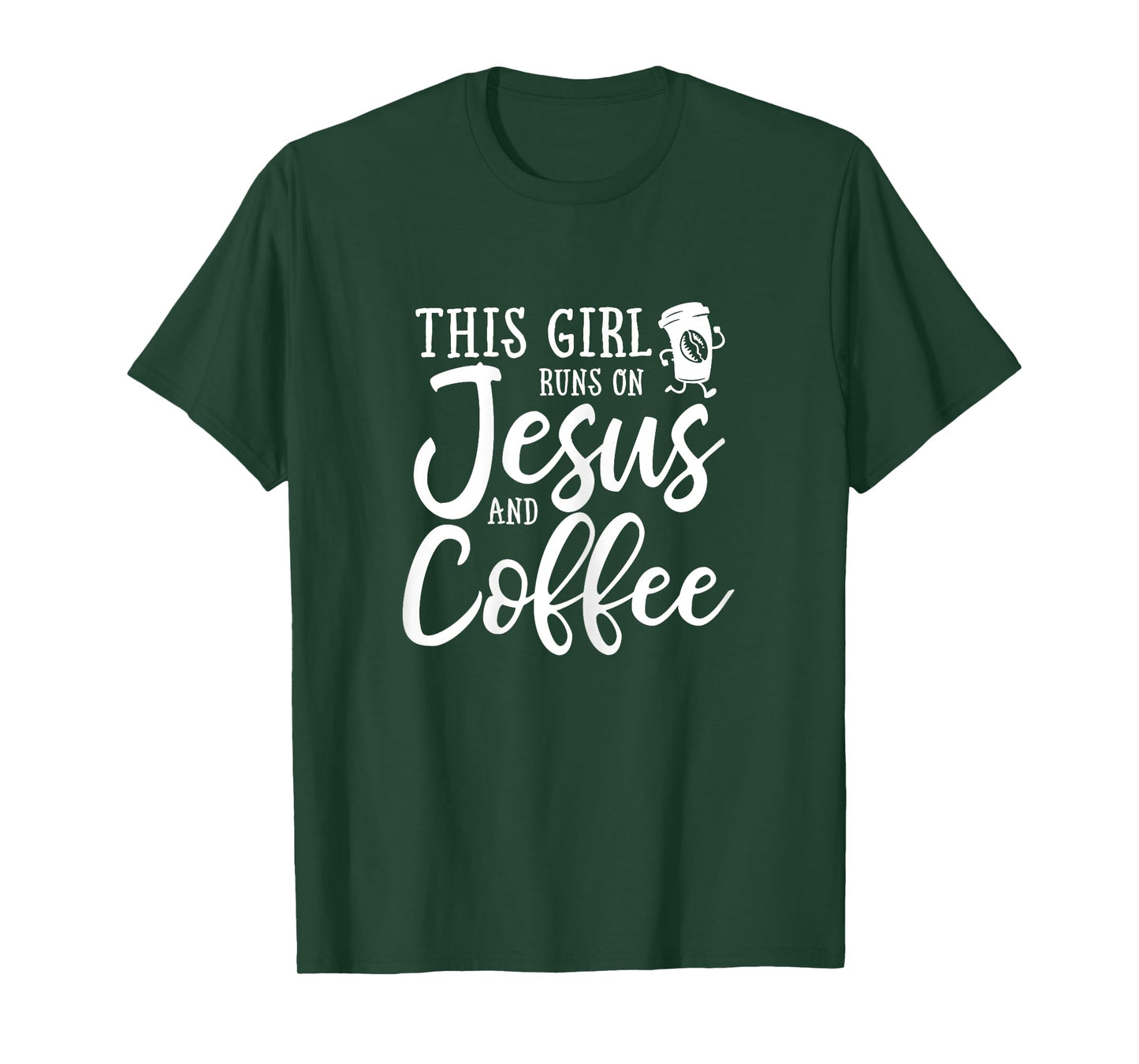 This Girl Runs On Jesus And Coffee Shirt Christian Gift T-Shirt